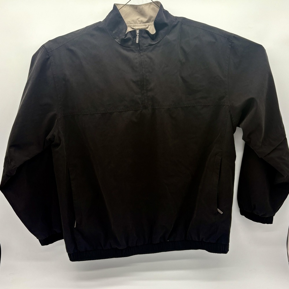 Glen‎ Echo Jacket Mens Large Black Half Zip Golf Windbreaker Nylon Polyester